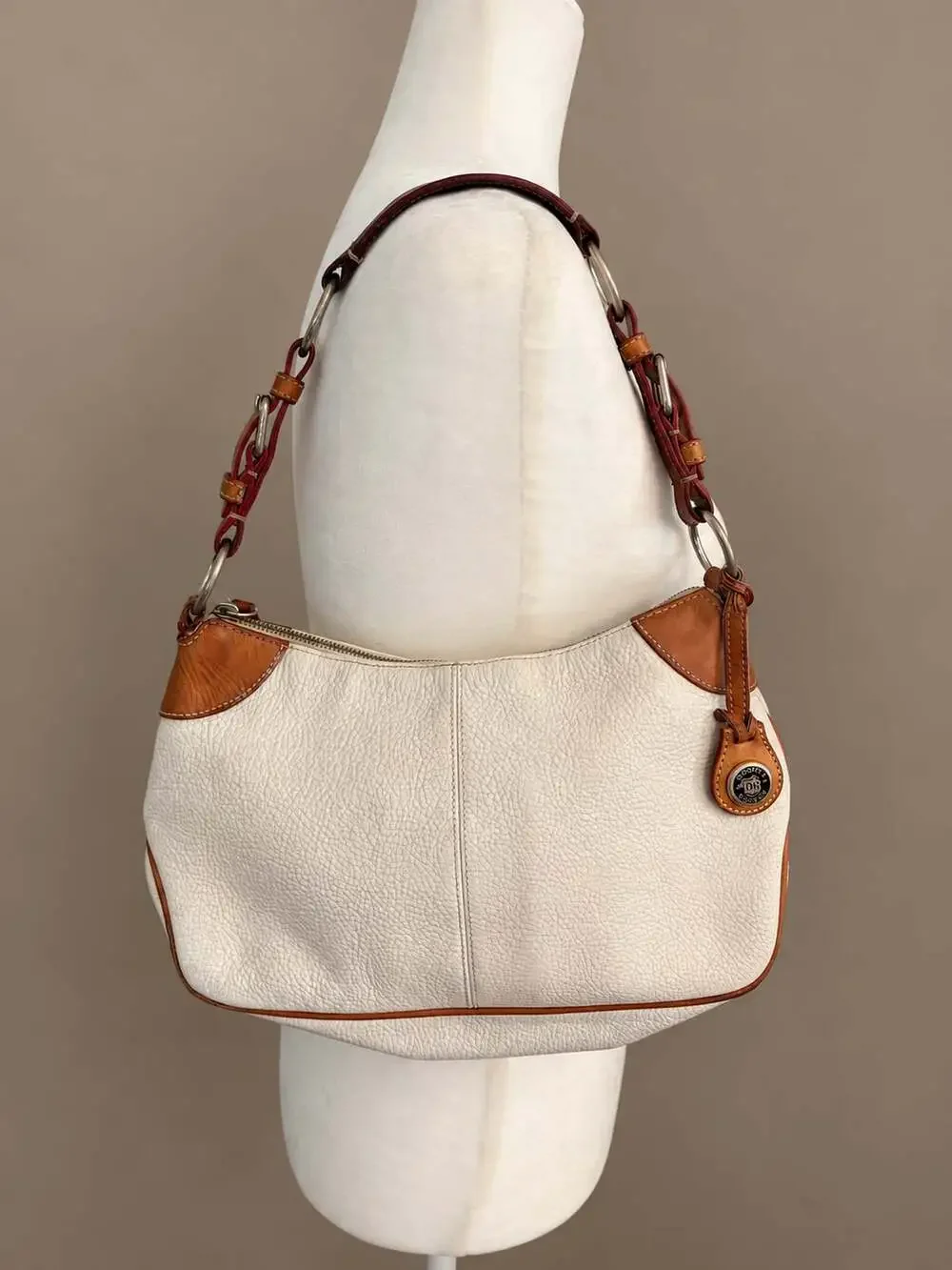 Dooney & Bourke Pebble Leather White Hobo Shoulder Bag